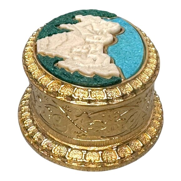 Black Hills Gold Mount Rushmore Oval Trinket Jewelry Box RARE Inlaid Gemstones - Picture 10 of 13